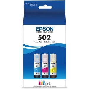 Epson T502 Multi-Color EcoTank Ink Bottle Pack (Cyan, Magenta, Yellow) New